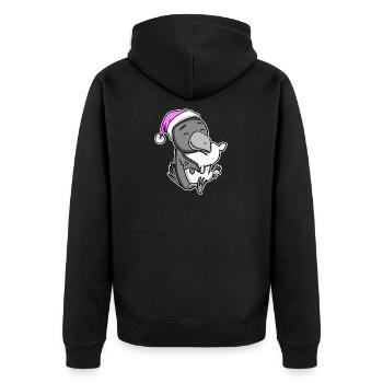 Krähe Müde Ausschlafen Schlafen Mädchen - Unisex Premium Bio Zip Hoodie - Schwarz - Hinten - Nico (187cm)