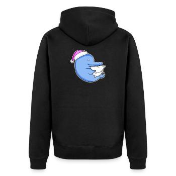 Delfin Müde Ausschlafen Schlafen Mädchen - Unisex Premium Bio Zip Hoodie - Schwarz - Hinten - Nico (187cm)