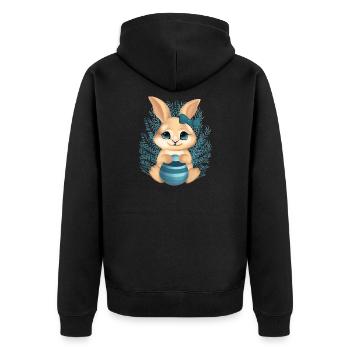 Cute bunny with flowers – Calm illustration - Unisex Premium Organic Zip Hoodie - black - Back - Nico (187cm)