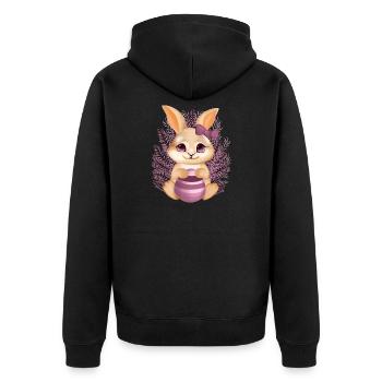 Un lapin mignon avec des fleurs – Illustration calme - Veste à capuche bio Premium Unisexe - noir - Dos - Nico (187cm)