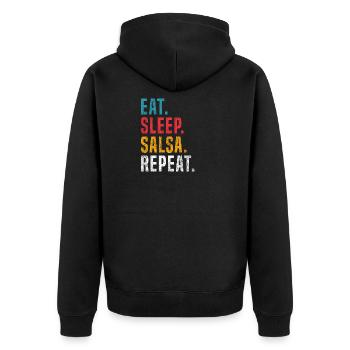 Eat Sleep Salsa Repeat für Salsa Tänzer - Unisex Premium Bio Zip Hoodie - Schwarz - Hinten - Nico (187cm)