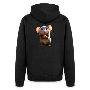 Rat, Souris mignonne, Rongeurs, Souris naine, Petits Rats - Veste à capuche bio Premium Unisexe - noir - Dos - Nico (187cm)