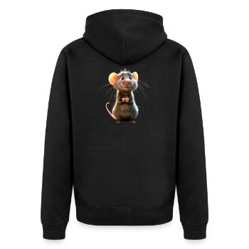 Rat, Souris mignonne, Rongeurs, Souris naine, Petits Rats - Veste à capuche bio Premium Unisexe - noir - Dos - Nico (187cm)