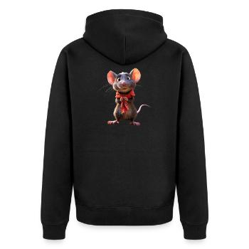 Rat, Souris mignonne, Rongeurs, Souris naine, Petits Rats - Veste à capuche bio Premium Unisexe - noir - Dos - Nico (187cm)