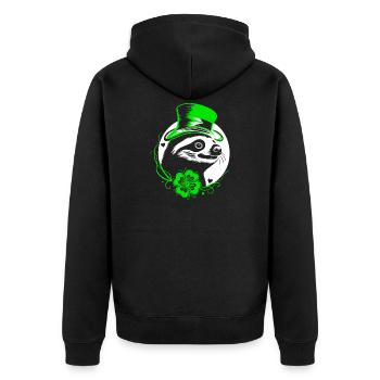 Faultier St Patricks Day mit Klee und Hut - Unisex Premium Bio Zip Hoodie - Schwarz - Hinten - Nico (187cm)