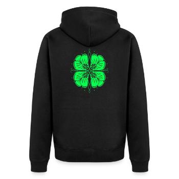 Klee St Patricks Day Kleeblatt - Unisex Premium Bio Zip Hoodie - Schwarz - Hinten - Nico (187cm)