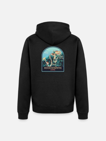 Illustration Hochosterwitz Castle, Austria - Unisex Premium Organic Zip Hoodie - black