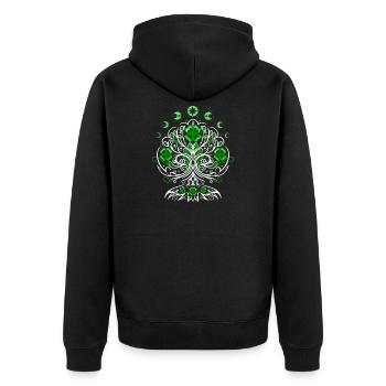 St Patricks Day Lebensbaum mit Mondphasen - Unisex Premium Bio Zip Hoodie - Schwarz - Hinten - Nico (187cm)
