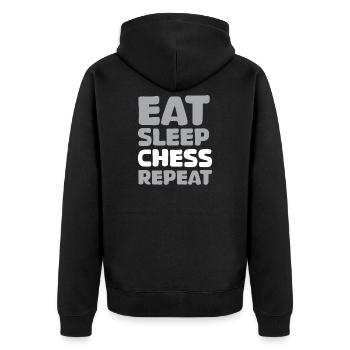 manger dormir échecs répéter dictons drôles jeu d’échecs - Veste à capuche bio Premium Unisexe - noir - Dos - Nico (187cm)