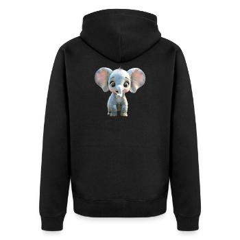 Elefant Afrika Safari Wildnis Liebe Süße Elefanten - Unisex Premium Bio Zip Hoodie - Schwarz - Hinten - Nico (187cm)