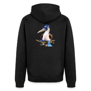 Blaufußtölpel Skateboard - Unisex Premium Bio Zip Hoodie - Schwarz - Hinten - Nico (187cm)