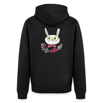 Osterhase Osterfest - Unisex Premium Bio Zip Hoodie - Schwarz - Hinten - Nico (187cm)