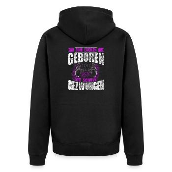 Born to gamble, forced to go to school, gaming - Unisex Premium Organic Zip Hoodie - black - Back - Nico (187cm)