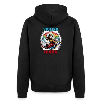 Conception musicale pour violon et Jésus Christ - Veste à capuche bio Premium Unisexe - noir - Dos - Nico (187cm)