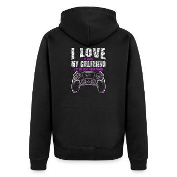 I love it when my girlfriend plays me - Unisex Premium Organic Zip Hoodie - black - Back - Nico (187cm)