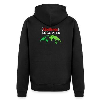 Welt Weltkarte Weltreise - Unisex Premium Bio Zip Hoodie - Schwarz - Hinten - Nico (187cm)