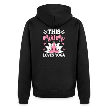 This Mom Loves Yoga - Unisex Premium Organic Zip Hoodie - black - Back - Nico (187cm)
