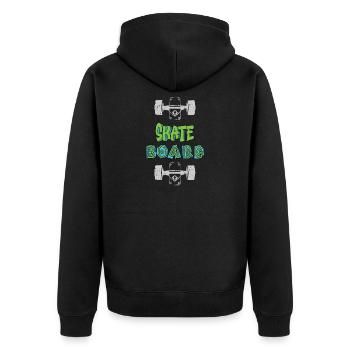Cool Skateboard Shirt - Unisex Premium Organic Zip Hoodie - black - Back - Nico (187cm)