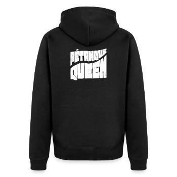 Pétanque Queen Kugeln für Bouler Boulespiel Boule - Unisex Premium Bio Zip Hoodie - Schwarz - Hinten - Nico (187cm)