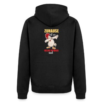 Zuhause ist wo meine Hühner sind Landwirt Bauer - Unisex Premium Bio Zip Hoodie - Schwarz - Hinten - Nico (187cm)