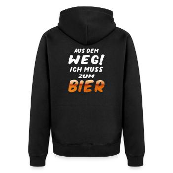Aus dem Weg ich muss zum Bier Herrentag Design - Unisex Premium Bio Zip Hoodie - Schwarz - Hinten - Nico (187cm)