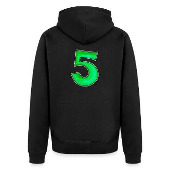 Number 5 Number Green - Unisex Premium Organic Zip Hoodie - black - Back - Nico (187cm)
