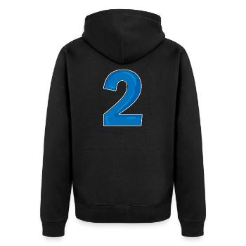 Two - 2 - Number Number - Unisex Premium Organic Zip Hoodie - black - Back - Nico (187cm)