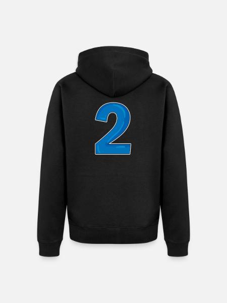 Two - 2 - Number Number - Unisex Premium Organic Zip Hoodie - black