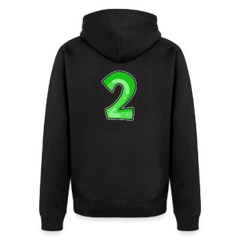 Two - 2 - Number Number - Unisex Premium Organic Zip Hoodie - black - Back - Nico (187cm)