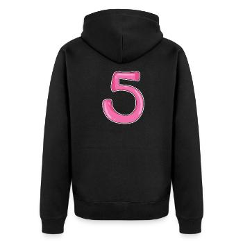 Five Number Number 5 - Unisex Premium Organic Zip Hoodie - black - Back - Nico (187cm)