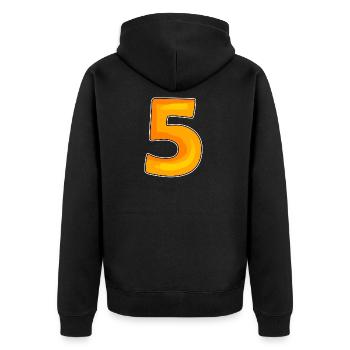 Number 5 Number - Unisex Premium Organic Zip Hoodie - black - Back - Nico (187cm)