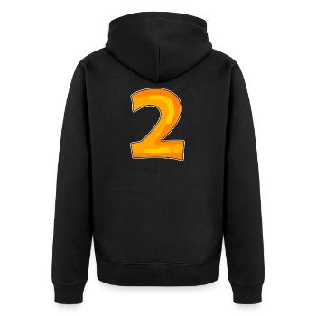 Two - 2 - Number Number - Unisex Premium Organic Zip Hoodie - black - Back - Nico (187cm)