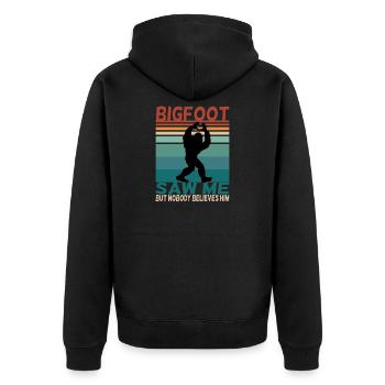 Bigfoot lustiger Spruch Retro Background - Unisex Premium Bio Zip Hoodie - Schwarz - Hinten - Nico (187cm)