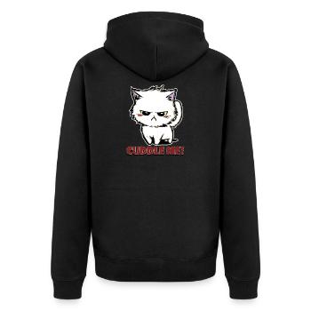 cuddle me - Unisex Premium Bio Zip Hoodie - Schwarz - Hinten - Nico (187cm)