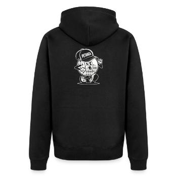 Petanca Legend Boule Kugeln für Bouler Petanque - Unisex Premium Bio Zip Hoodie - Schwarz - Hinten - Nico (187cm)