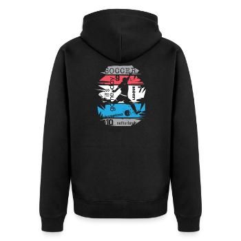 Fußball Niederlande Turnier Team Torschuss Symbol - Unisex Premium Bio Zip Hoodie - Schwarz - Hinten - Nico (187cm)