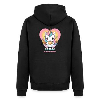 Licorne au lait sucré - Veste à capuche bio Premium Unisexe - noir - Dos - Nico (187cm)
