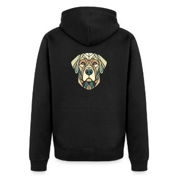 Labrador head, retriever, geometric art, polygon - Unisex Premium Organic Zip Hoodie - black - Back - Nico (187cm)