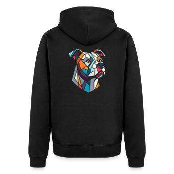 Staffordshire geometric bull terrier, staffy - Unisex Premium Organic Zip Hoodie - black - Back - Nico (187cm)