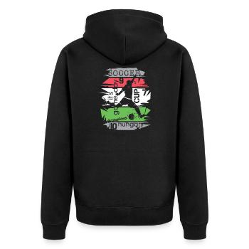Fußball Ungarn Turnier Collage Torschuss Symbol - Unisex Premium Bio Zip Hoodie - Schwarz - Hinten - Nico (187cm)