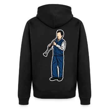 Kleiner Klarinettist - Unisex Premium Bio Zip Hoodie - Schwarz - Hinten - Nico (187cm)