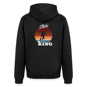 Strike King Bowling Kegeln - Unisex Premium Bio Zip Hoodie - Schwarz - Hinten - Nico (187cm)