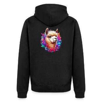 Alpaka - Unisex Premium Bio Zip Hoodie - Schwarz - Hinten - Nico (187cm)
