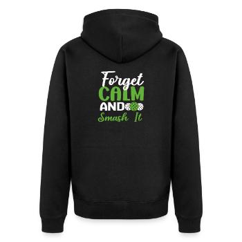 Pickleball Zubehör für Pickleball Spieler Sportfan - Unisex Premium Bio Zip Hoodie - Schwarz - Hinten - Nico (187cm)