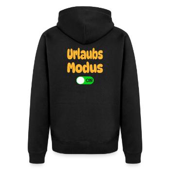 Urlaubsmodus An Lustiges Ferien Schalter T-Shirt - Unisex Premium Bio Zip Hoodie - Schwarz - Hinten - Nico (187cm)