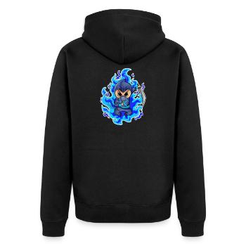 Motif Ninja Bleu Feu - Veste à capuche bio Premium Unisexe - noir - Dos - Nico (187cm)