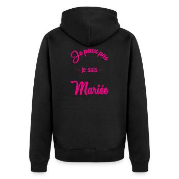 Junggesellinnenabschied. HOCHZEIT - Unisex Premium Bio Zip Hoodie - Schwarz - Hinten - Nico (187cm)
