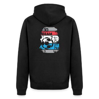 Fußball Niederlande Team Collage Ball Illustration - Unisex Premium Bio Zip Hoodie - Schwarz - Hinten - Nico (187cm)