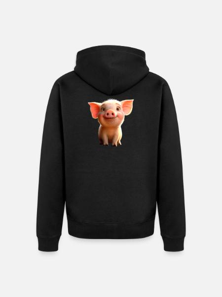 Gris Tamsvin Gris Grisling Piggy - Premium økologisk unisex-hættejakke - sort