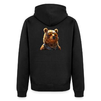 Braunbär Grizzly Bär Bärenbrüder Papa Wilde Bären - Unisex Premium Bio Zip Hoodie - Schwarz - Hinten - Nico (187cm)